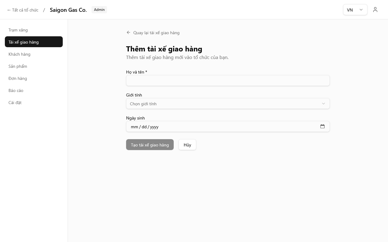 Biểu mẫu thêm tài xế mới