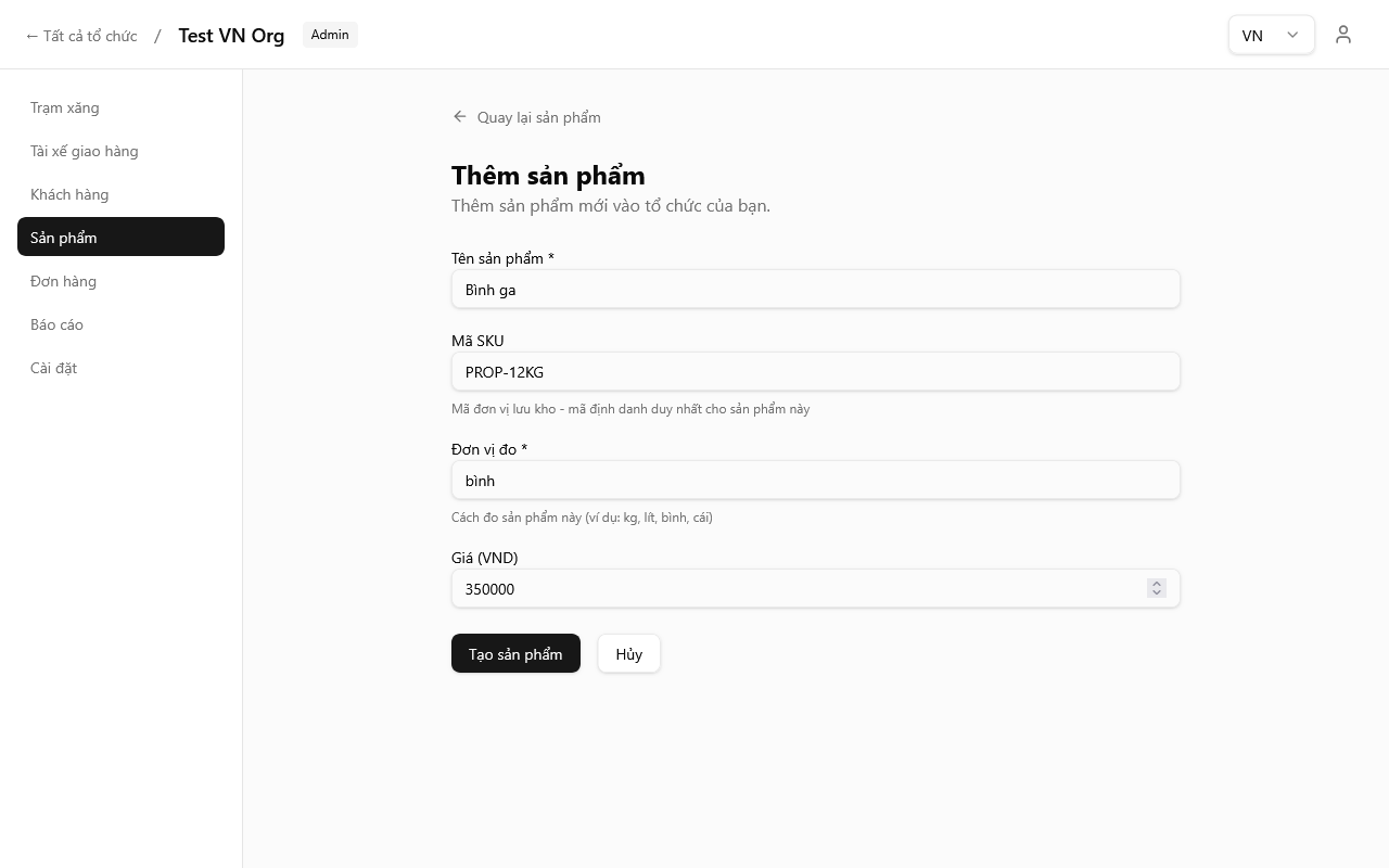 Biểu mẫu thêm sản phẩm