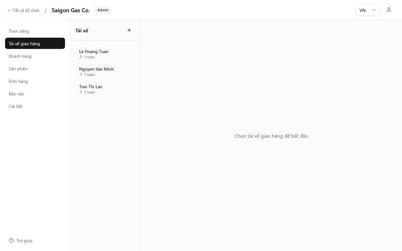 Thanh bên danh sách tài xế