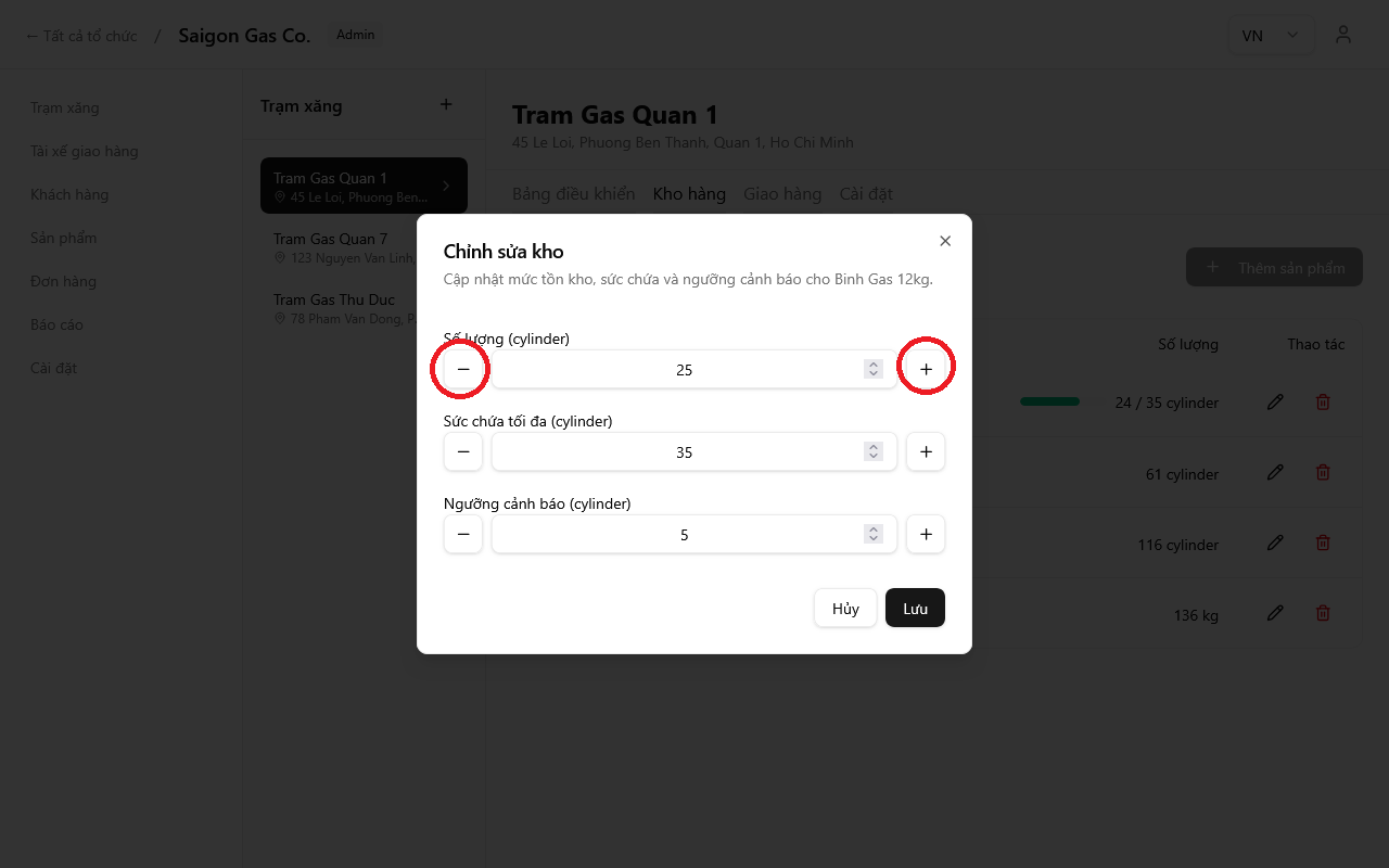 Nút điều chỉnh nhanh