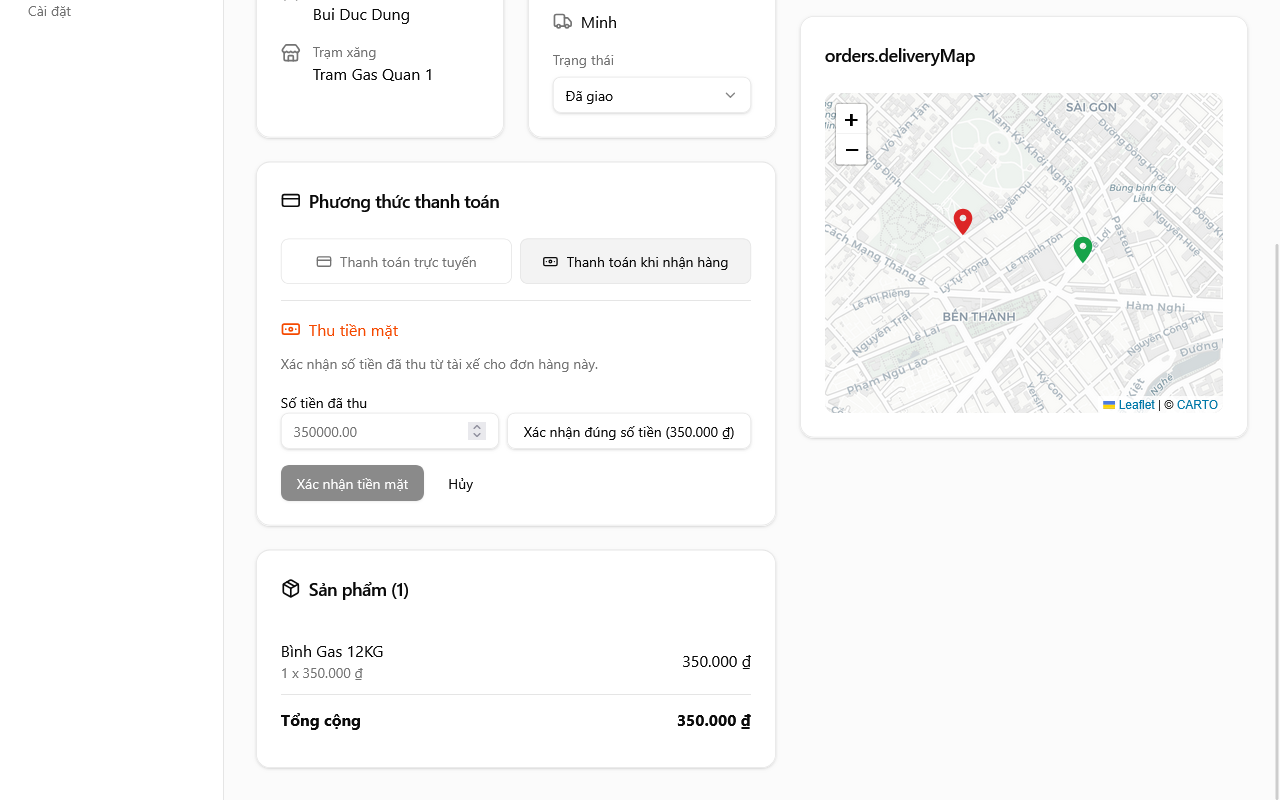 Thẻ xác nhận thanh toán tiền mặt