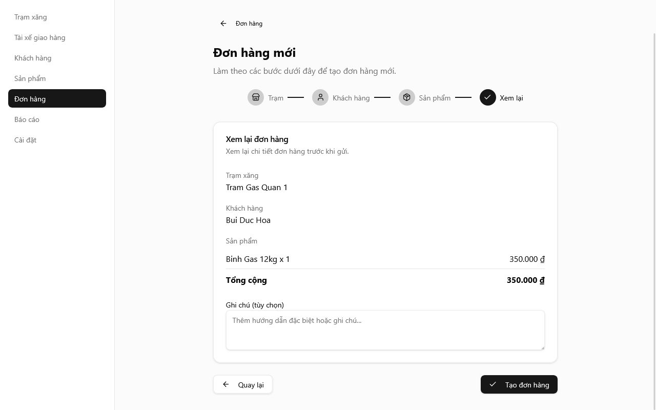 Bước xem lại đơn hàng